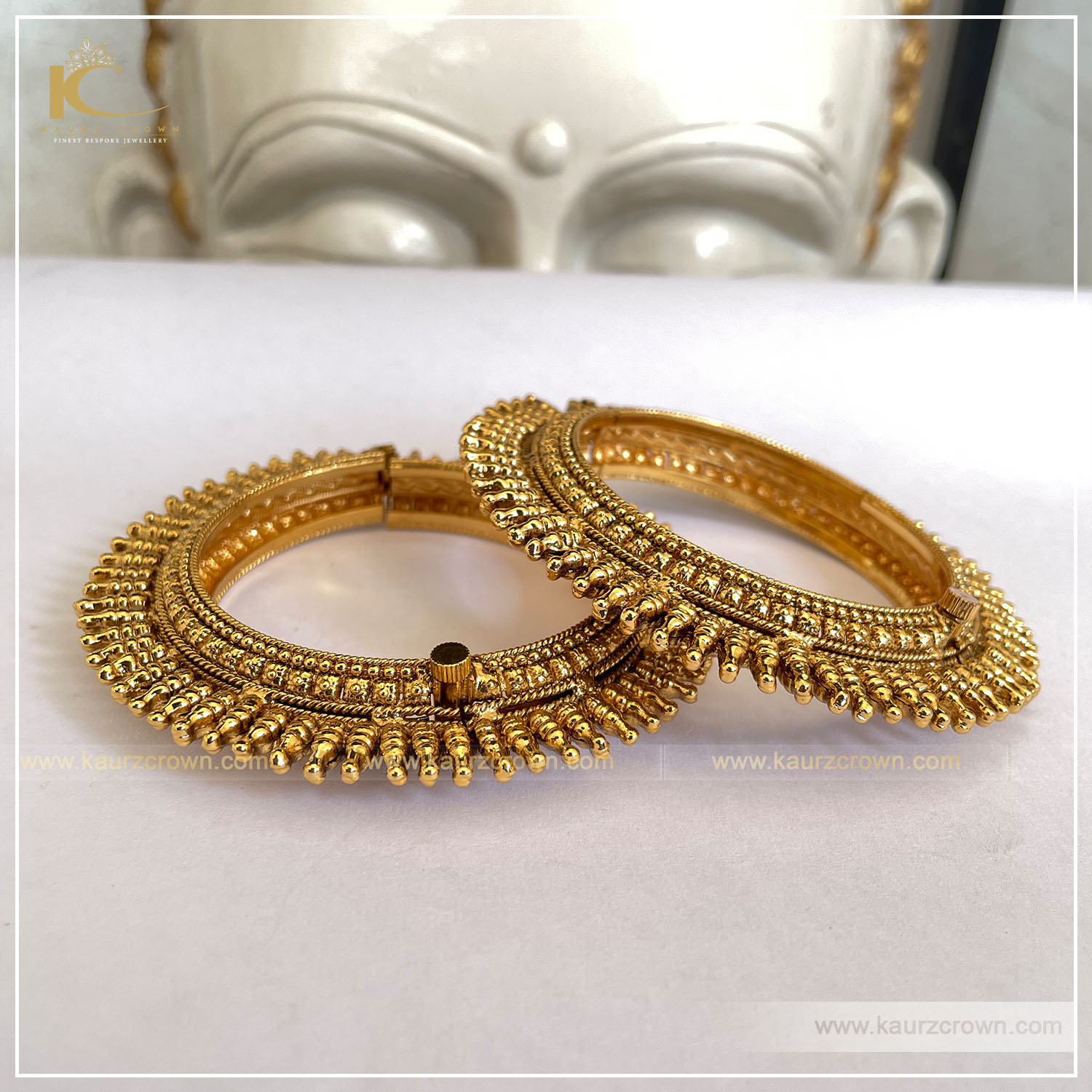 Aftaab Traditional Antique Gold Plated Bangles , kaurz crown , punjabi jewellery , aftaab , gold plated , bangles