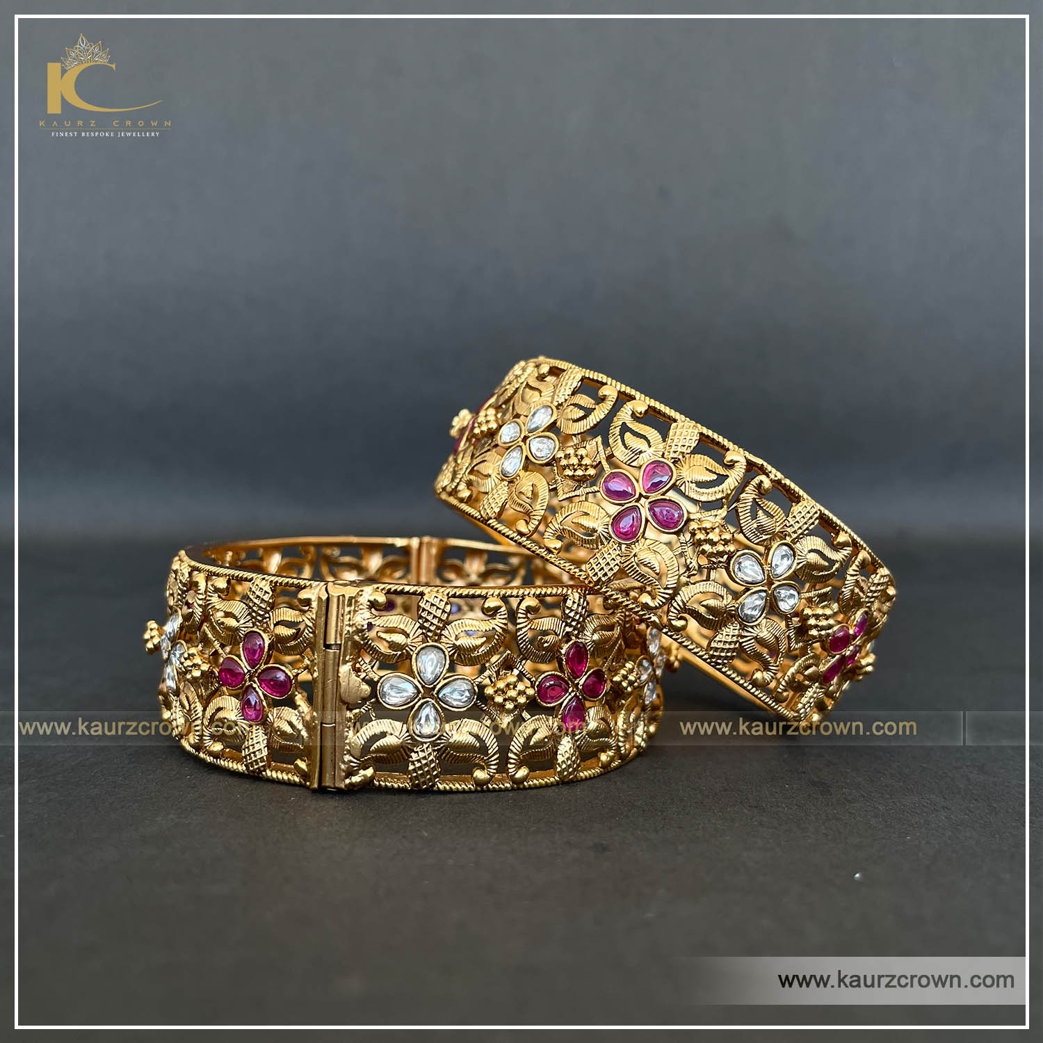 Bulbul Traditional Antique Gold Plated Bangles , kaurz crown , punjabi jewellery ,