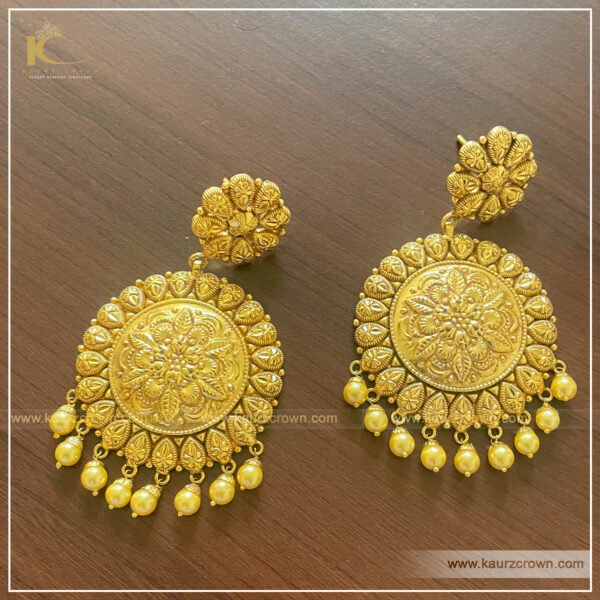 Dilbara Traditional Antique Gold Plated Earrings , dilbara , gold plated , earrings , tikka set , kaurz crown , jewellery