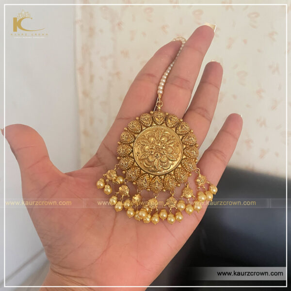 Dilbara Traditional Antique Gold Plated Tikka , tikka , dilbara , gold plated , kaurz crown , punjabi jewellery