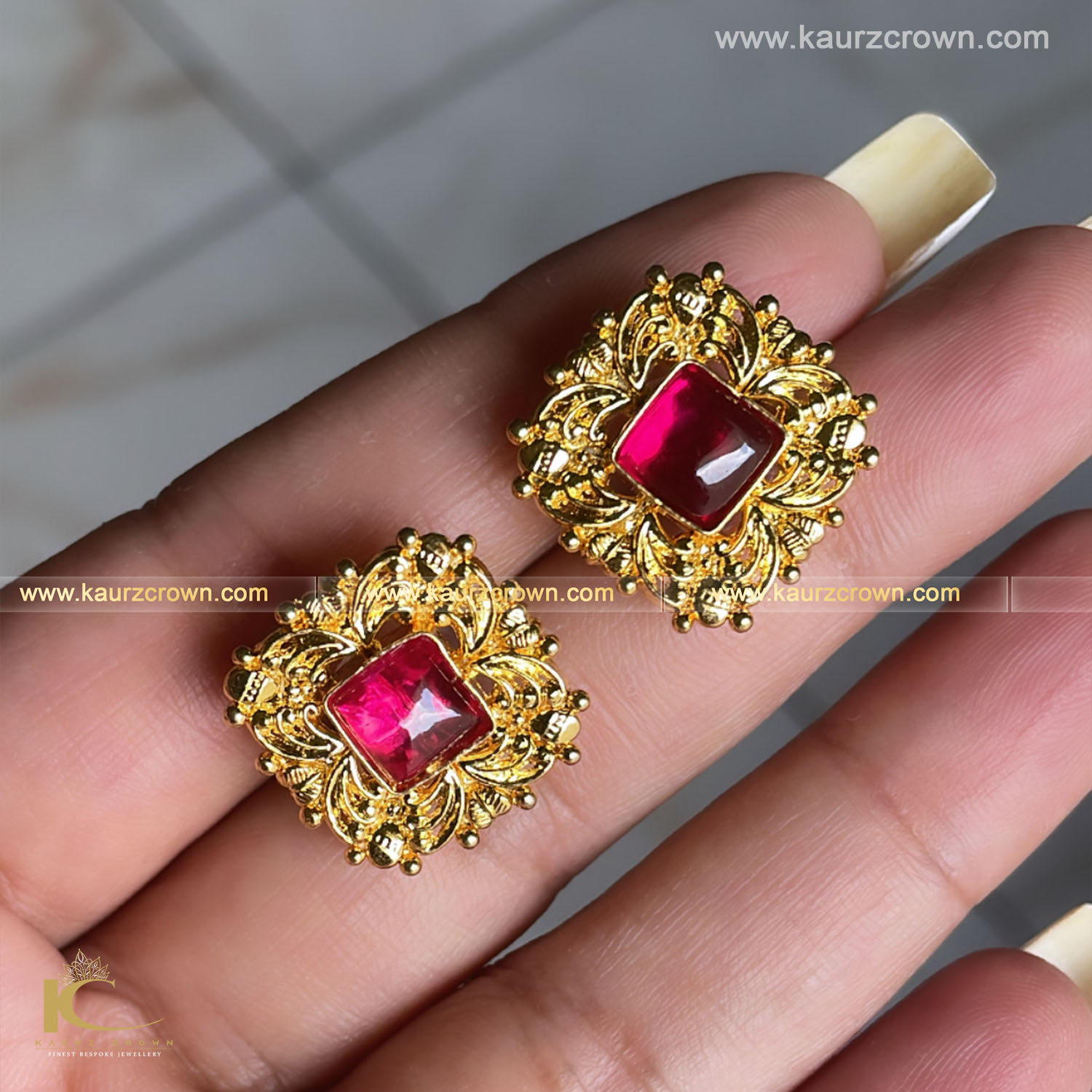 Dilshaad Traditional Antique Gold Plated Stud Earrings , gold plated , dilshaad , traditional , Earrings , kaurz crown , jewellery , punjabi jewellery