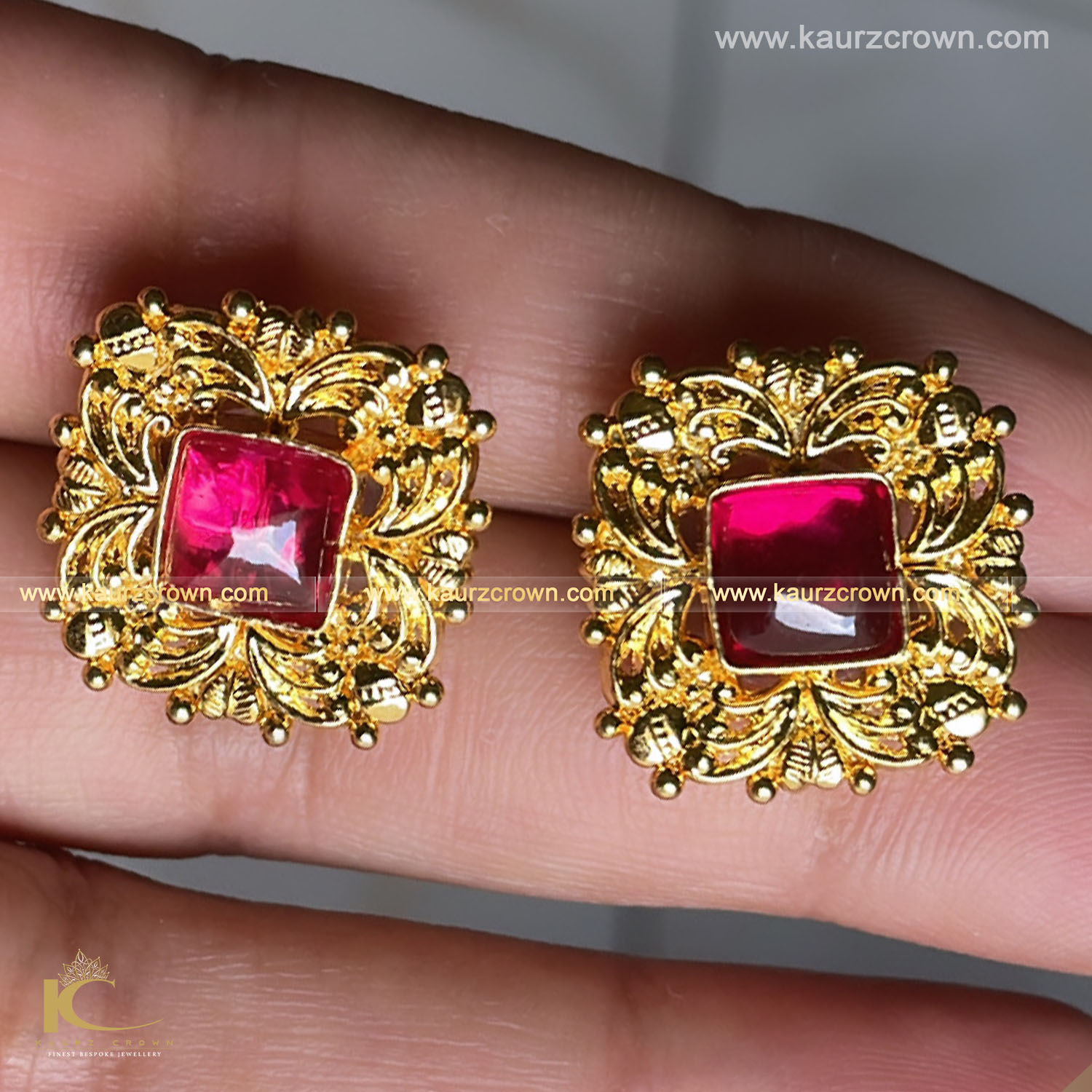 Dilshaad Traditional Antique Gold Plated Stud Earrings , gold plated , dilshaad , traditional , Earrings , kaurz crown , jewellery , punjabi jewellery