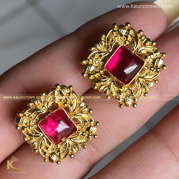 Dilshaad Traditional Antique Gold Plated Stud Earrings , gold plated , dilshaad , traditional , Earrings , kaurz crown , jewellery , punjabi jewellery