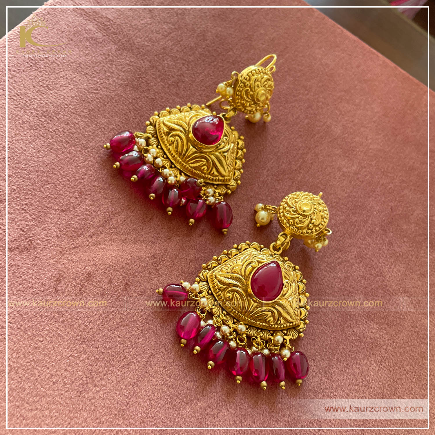 Dilshan Traditional Antique Gold Plated Earrings , earrings , gold plated , kaurz crown , jewellery , punjabi jewellery