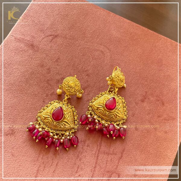 Dilshan Traditional Antique Gold Plated Earrings , earrings , gold plated , kaurz crown , jewellery , punjabi jewellery