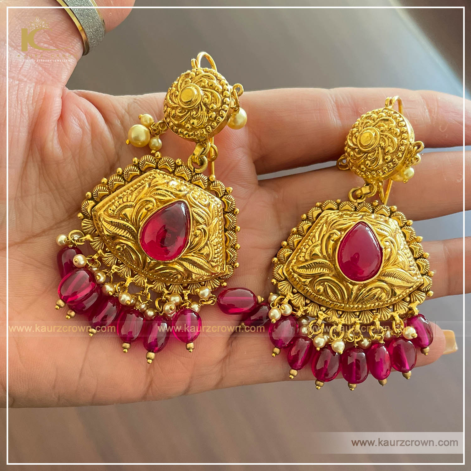 Dilshan Traditional Antique Gold Plated Earrings , earrings , gold plated , kaurz crown , jewellery , punjabi jewellery
