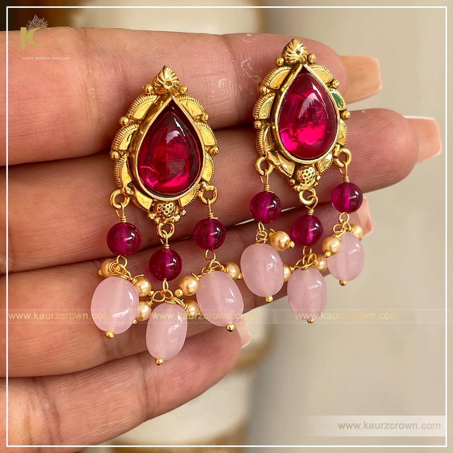 Inaya Traditional Antique Gold Plated Earrings , kaurz crown , punjabi jewellery , jewellery store , online store