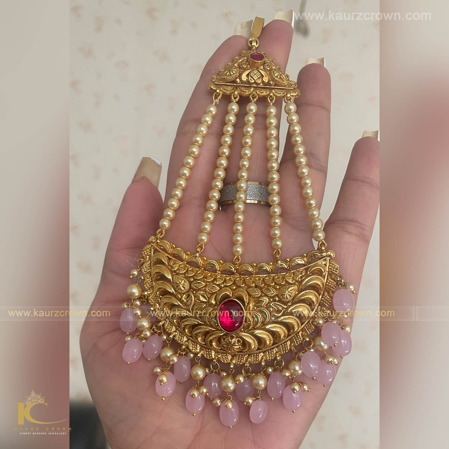 Inaya Traditional Antique Gold Plated Passa , passa , gold plated , inaya , kaurz crown , punjabi jewellery
