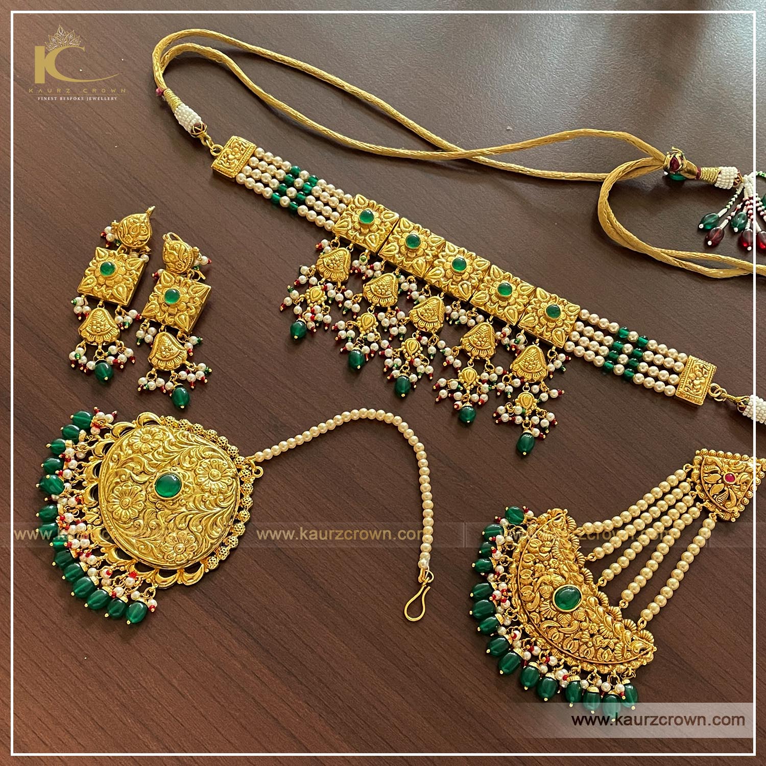 Joban Traditional Antique Gold Plated Choker Set ,Joban , traditional , gold plated , choker set , kaurz crown , jewellery , punjabi jewellery