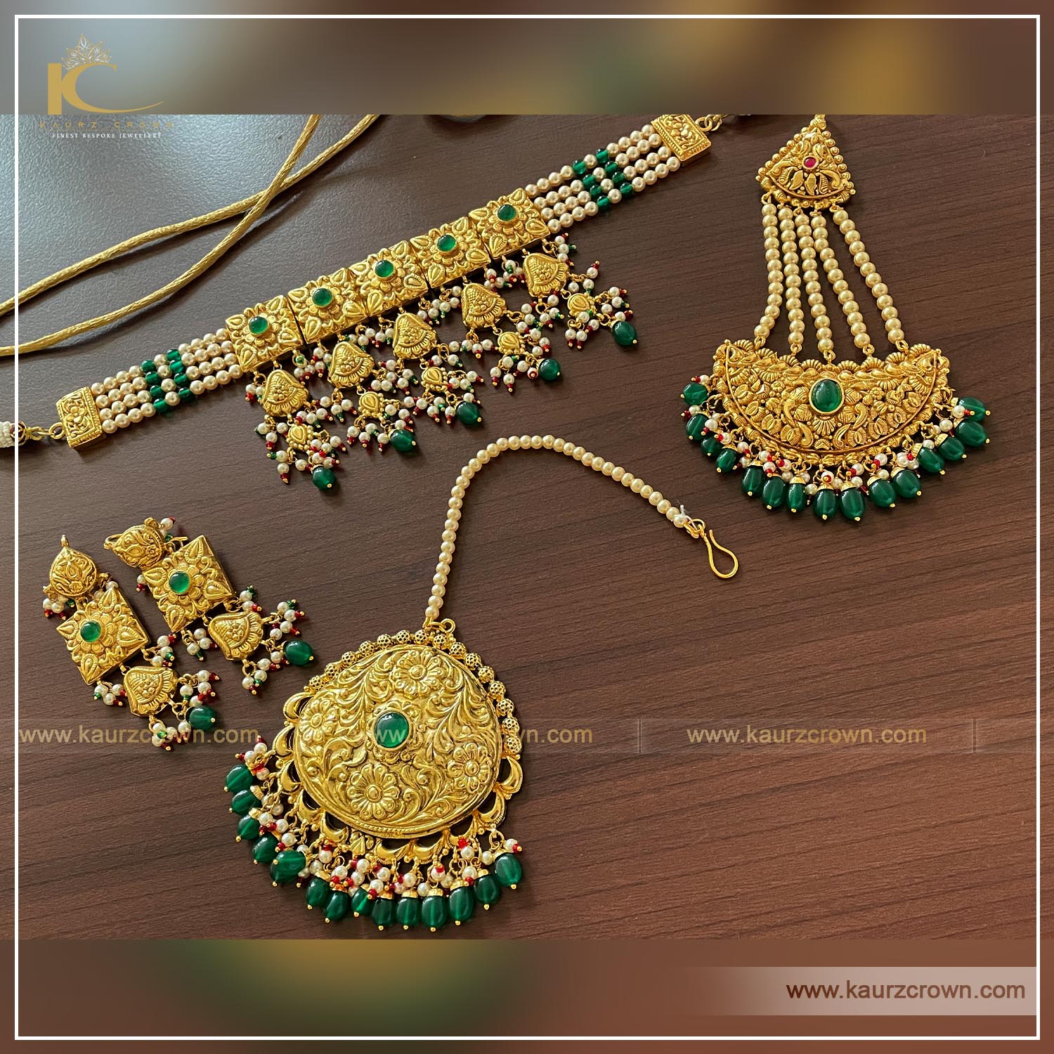 Joban Traditional Antique Gold Plated Choker Set ,Joban , traditional , gold plated , choker set , kaurz crown , jewellery , punjabi jewellery