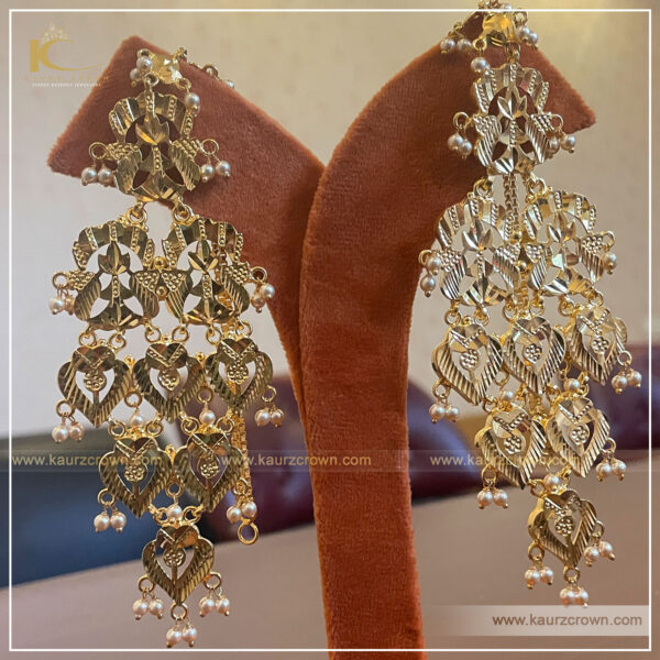 Mahi Riwayati Gold Plated Earrings , Kaurz crown , punjabi Jewellery , gold plated , mahi , riwayati , gold earrings ,