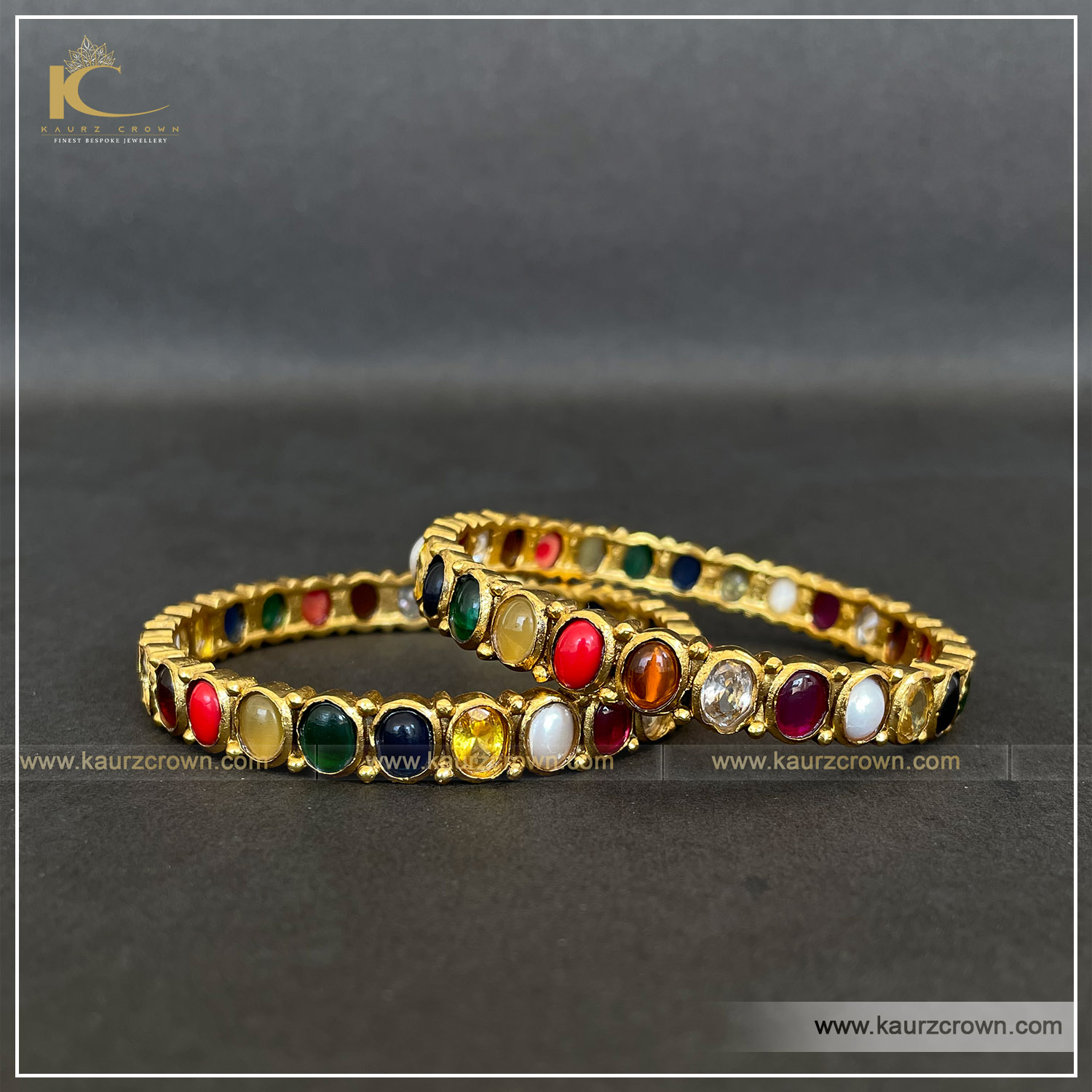 Navratan Gold Plated Bangles , kaurz crown , punjabi jewellery , gold plated , Bangles