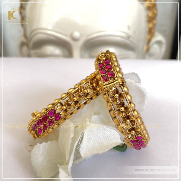 Rano Traditional Antique Gold Plated Bangles , punjabi jewellery , gold plated , kaurz crown ,