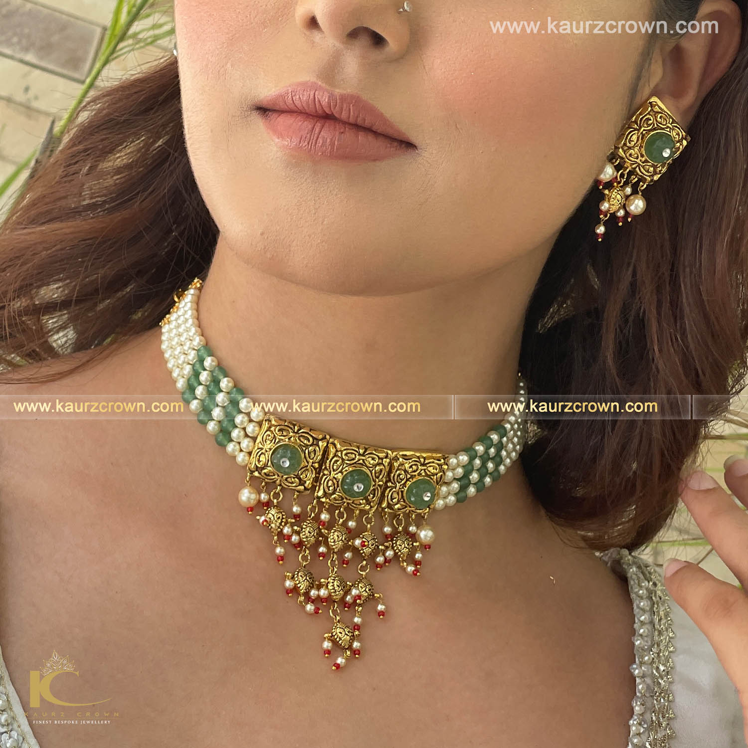 Samaira Traditional Antique Gold Plated Choker Set , choker set , samaira , traditional , punjabi jewellery , gold plated
