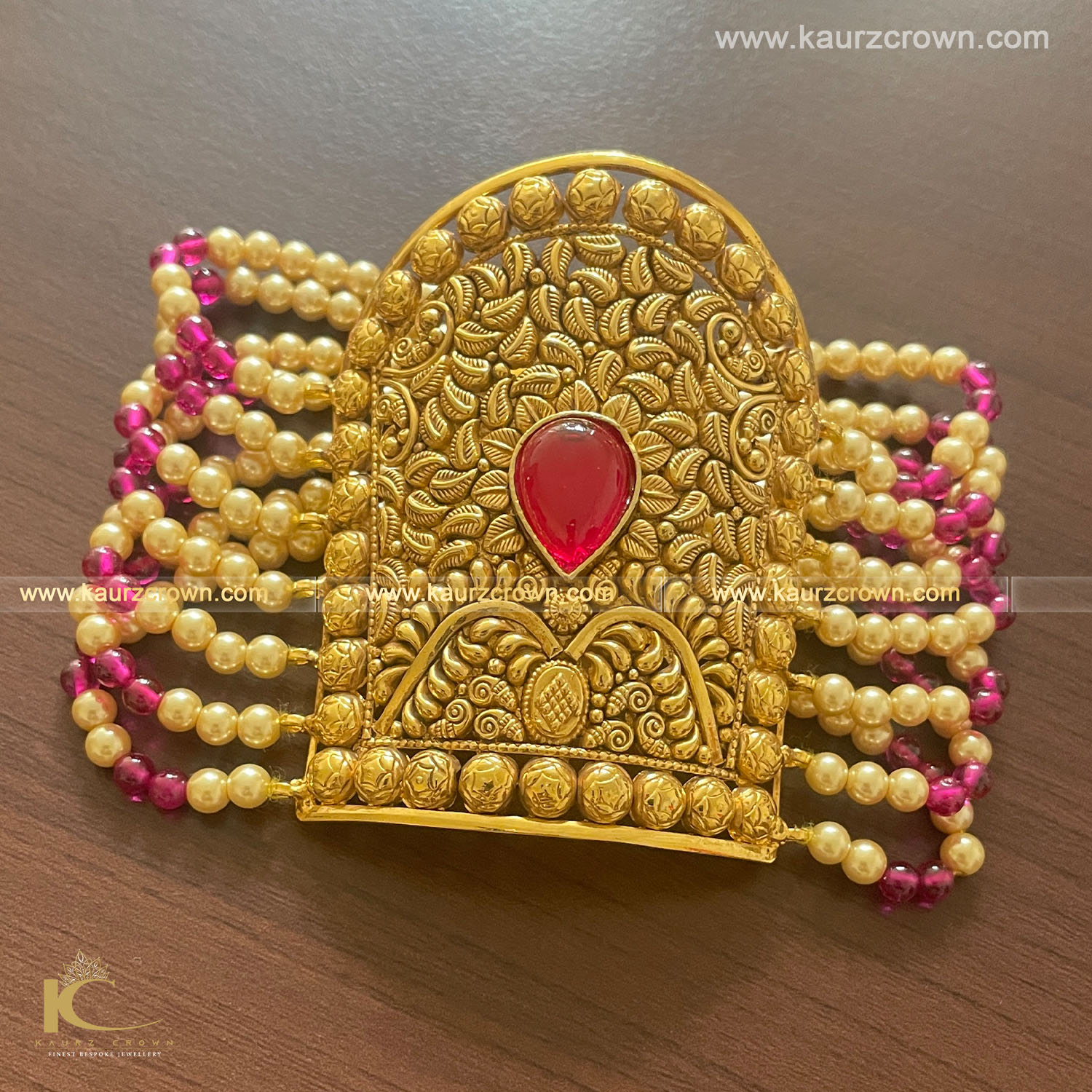 Surakh Traditional Antique Gold Plated Baahi/Bracelet , Surakh , kaurz crown , jewellery , punjabi jewellery , gold plated , baahi