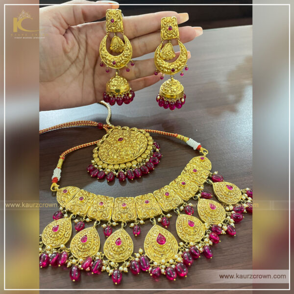 Aameen Gold Plated Necklace Set , gold plated , punjabi jewellery , kaurz crown