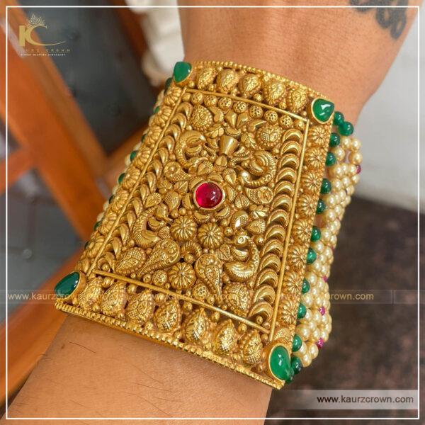 Balban Traditional Antique Gold Plated Baahi (Bracelet) , Gold Plated , kaurz Crown , Punjabi Jewellery , Baahi