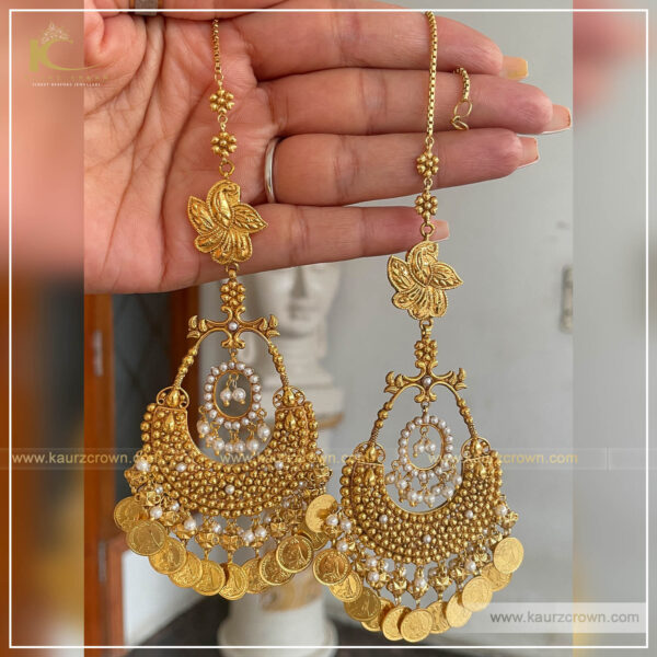 Ginni Grande Earrings , kaurz crown , punjabi jewellery , gold plated , online shop , jewellery store