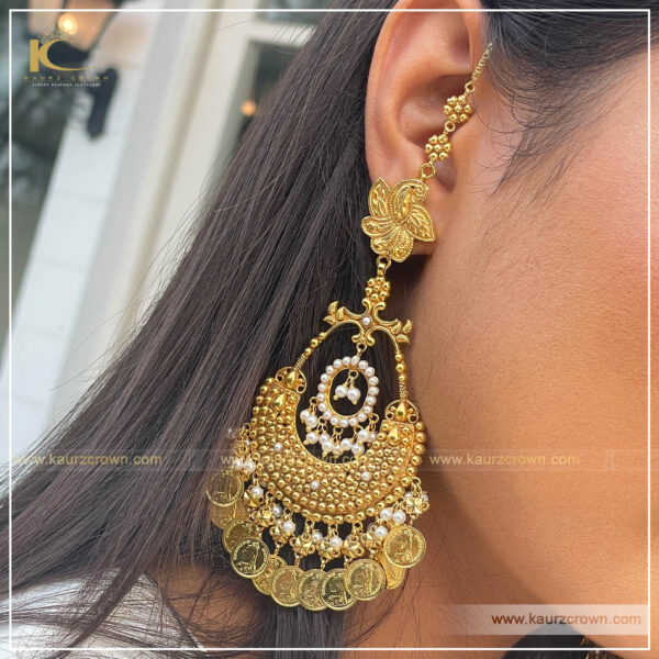 Ginnni Grande Antique Gold Plated Earrings , kaurz crown , punjabi jewellery , online jewellery store , gold plated jewellery