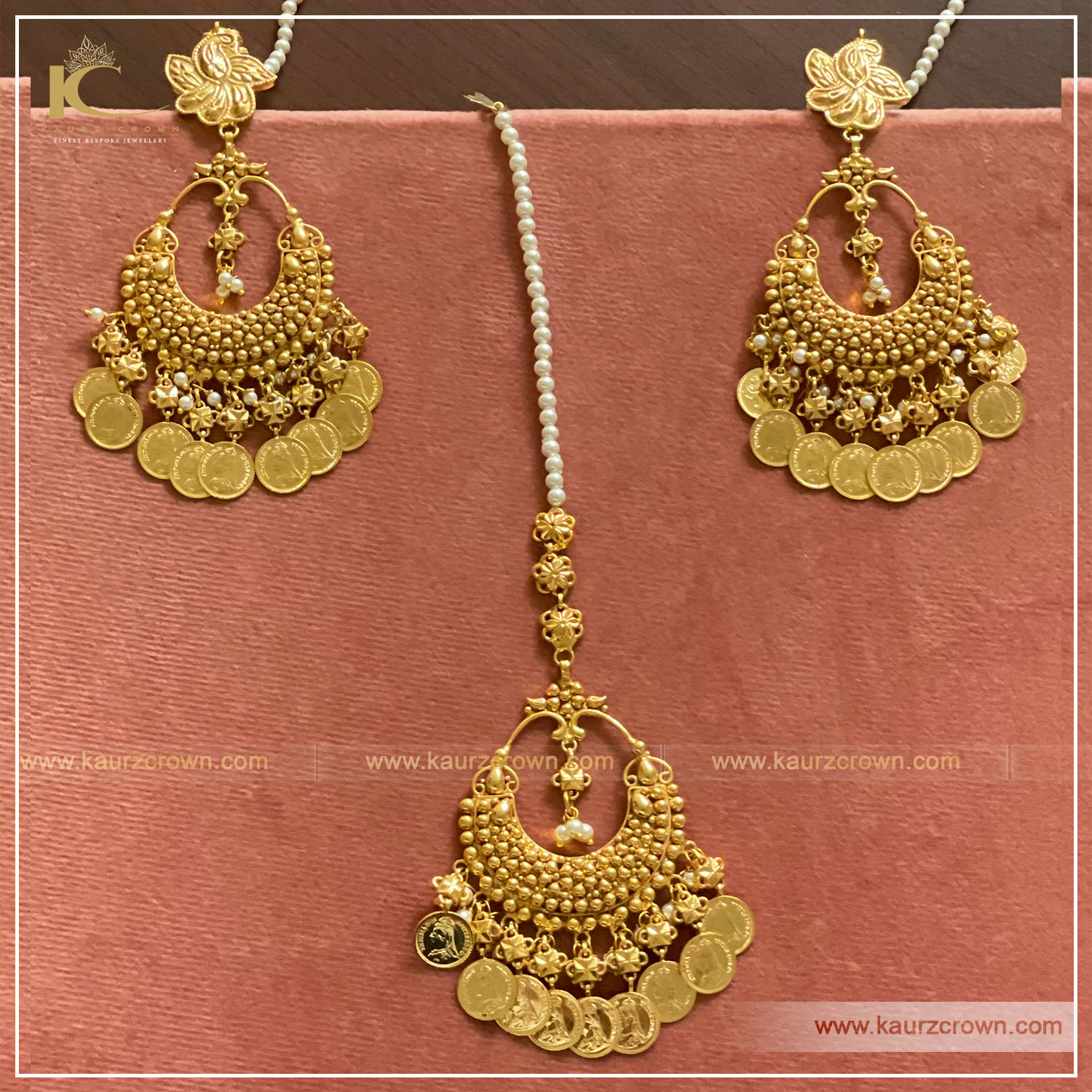 Ginni Minni Earrings Tikka , kaurz crown , punjabi jewellery , gold plated , online store