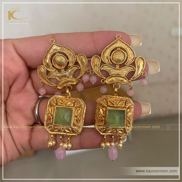 Gulabo Necklace Set , kaurz crown , punjabi jewellery , earring , set , gold plated