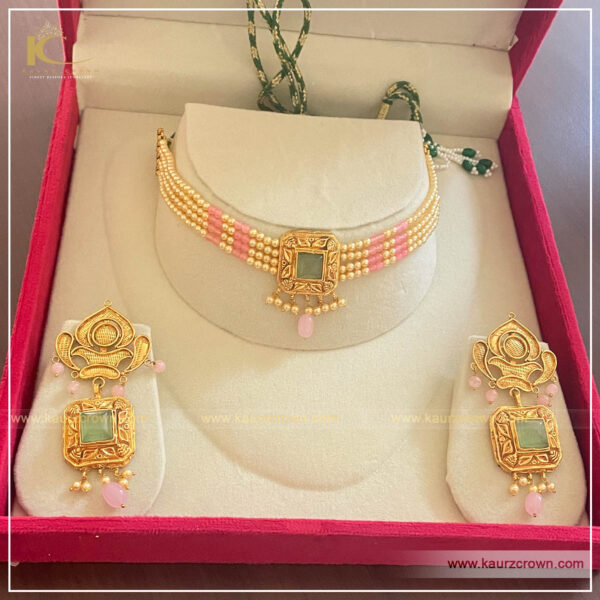 Gulabo Necklace Set , kaurz crown , punjabi jewellery , earring , set , gold plated