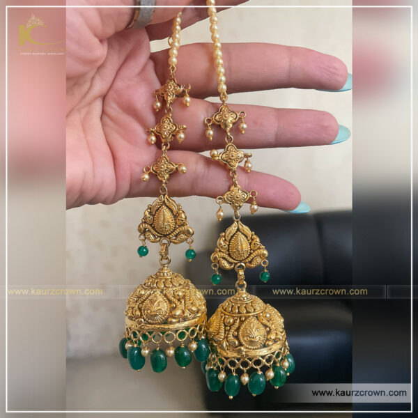 Jasleen Traditional Antique Gold Plated Jhumki Earrings , kaurz crown , Punjabi Jewellery , earrings