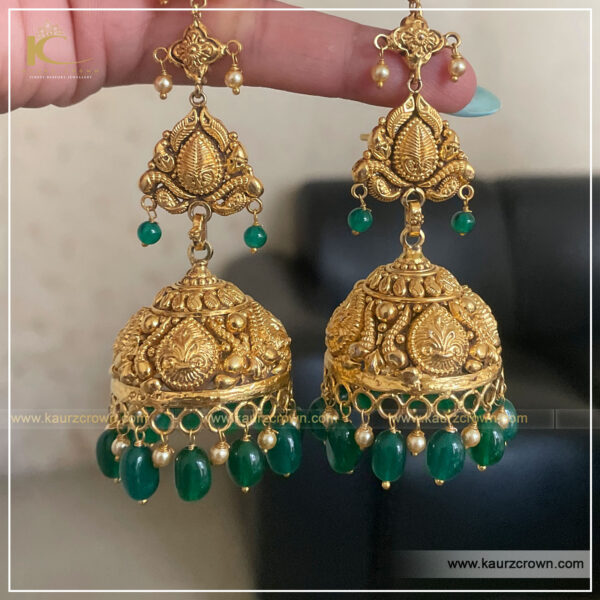 Jasleen Traditional Antique Gold Plated Jhumki Earrings , kaurz crown , Punjabi Jewellery , earrings