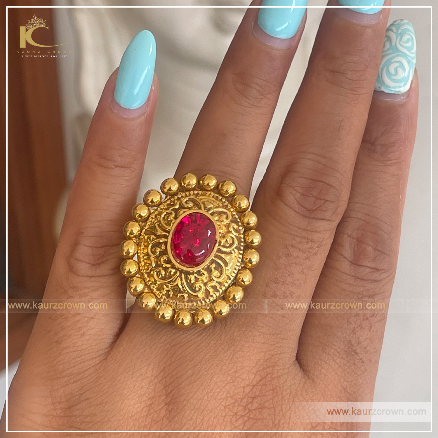 Kaashi Finger Rings , kaurz crown , punjabi jewellery , Gold Plated , finger Ring