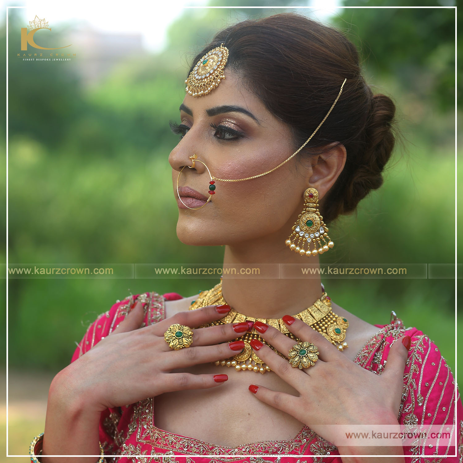 Morni Traditional Antique Gold Plated Necklace Set , kaurz crown , punjabi jewellery , morni gold plated , morni necklace set , online jewellery store