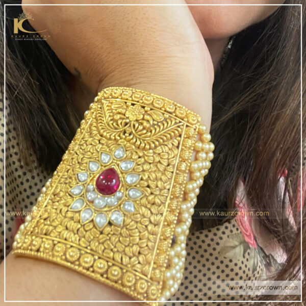 Noorani Traditional Antique Gold Plated Baahi (Bracelet) , Kaurz crown , punjabi jewellery , gold plated , online shop , jewellery store