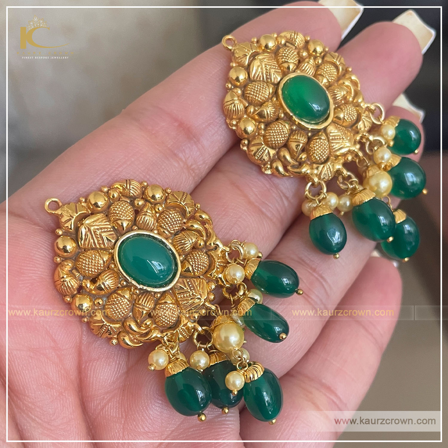 Salma Traditional Antique Gold Plated Earrings , Kaurz Crown , Online Jewellery store , punjabi jewellery