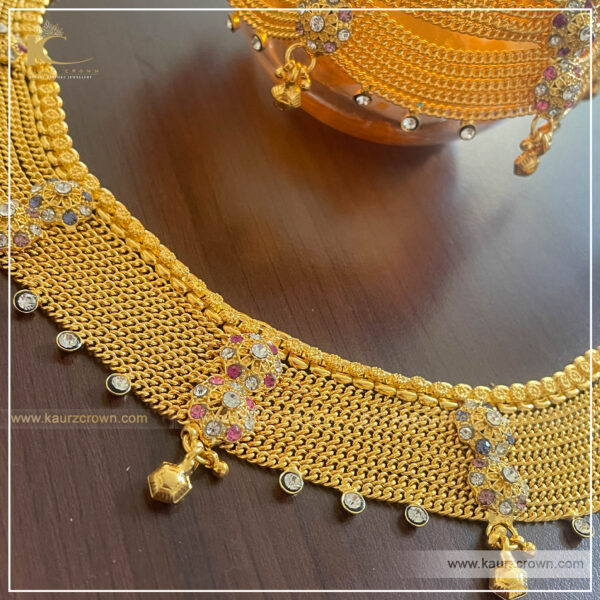 Yaasir Traditional Gold Plated Payal , Gold Plated , Kaurz Crown , Punjabi Jewellery