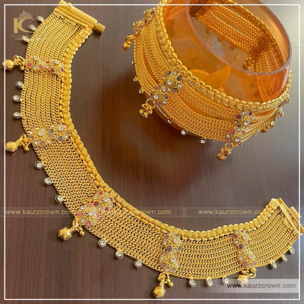 Yaasir Traditional Gold Plated Payal , Gold Plated , Kaurz Crown , Punjabi Jewellery