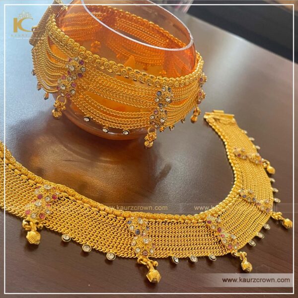 Yaasir Traditional Gold Plated Payal , Gold Plated , Kaurz Crown , Punjabi Jewellery