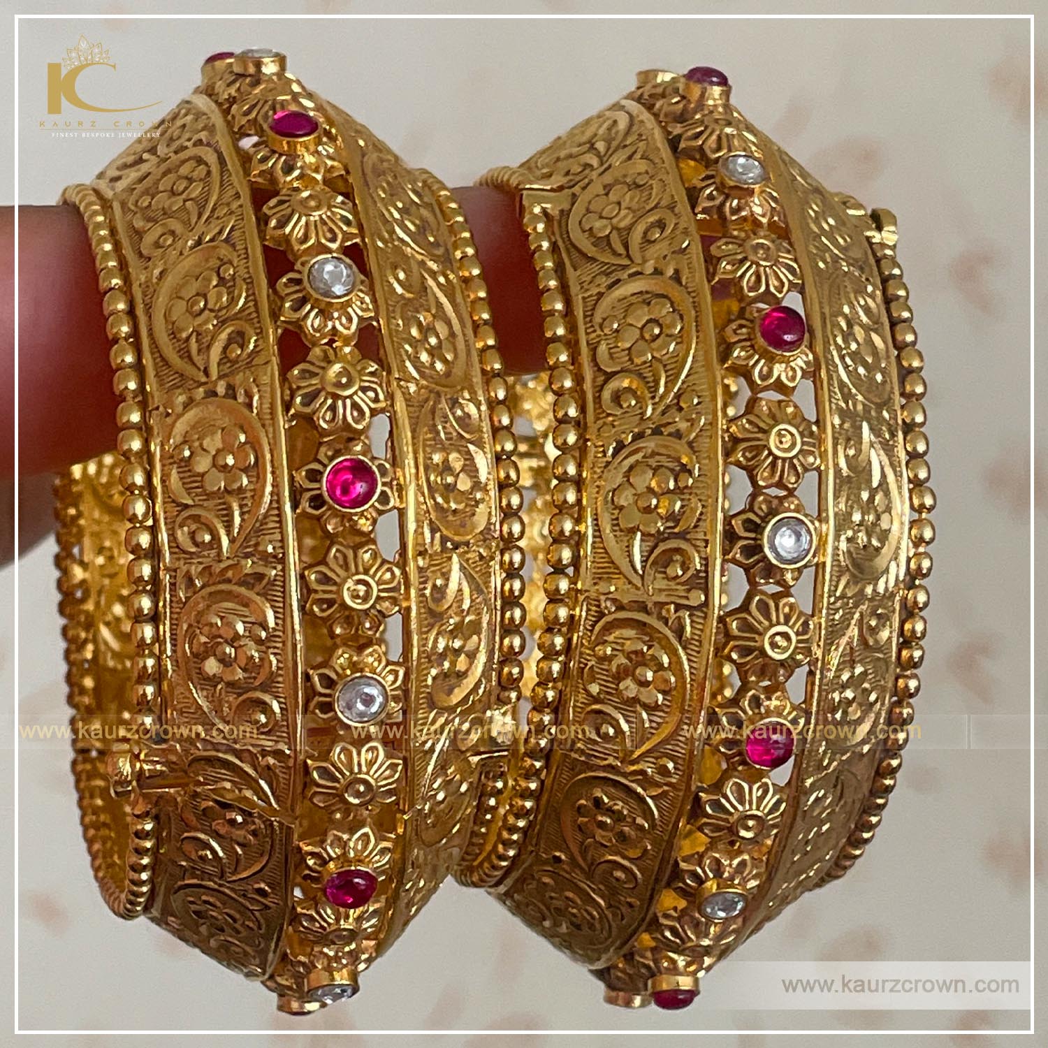 Balori Traditional Antique Gold Plated Bangles , kaurz crown , punjabi jewellery , gold plated , kaurz crown , online jewellery store