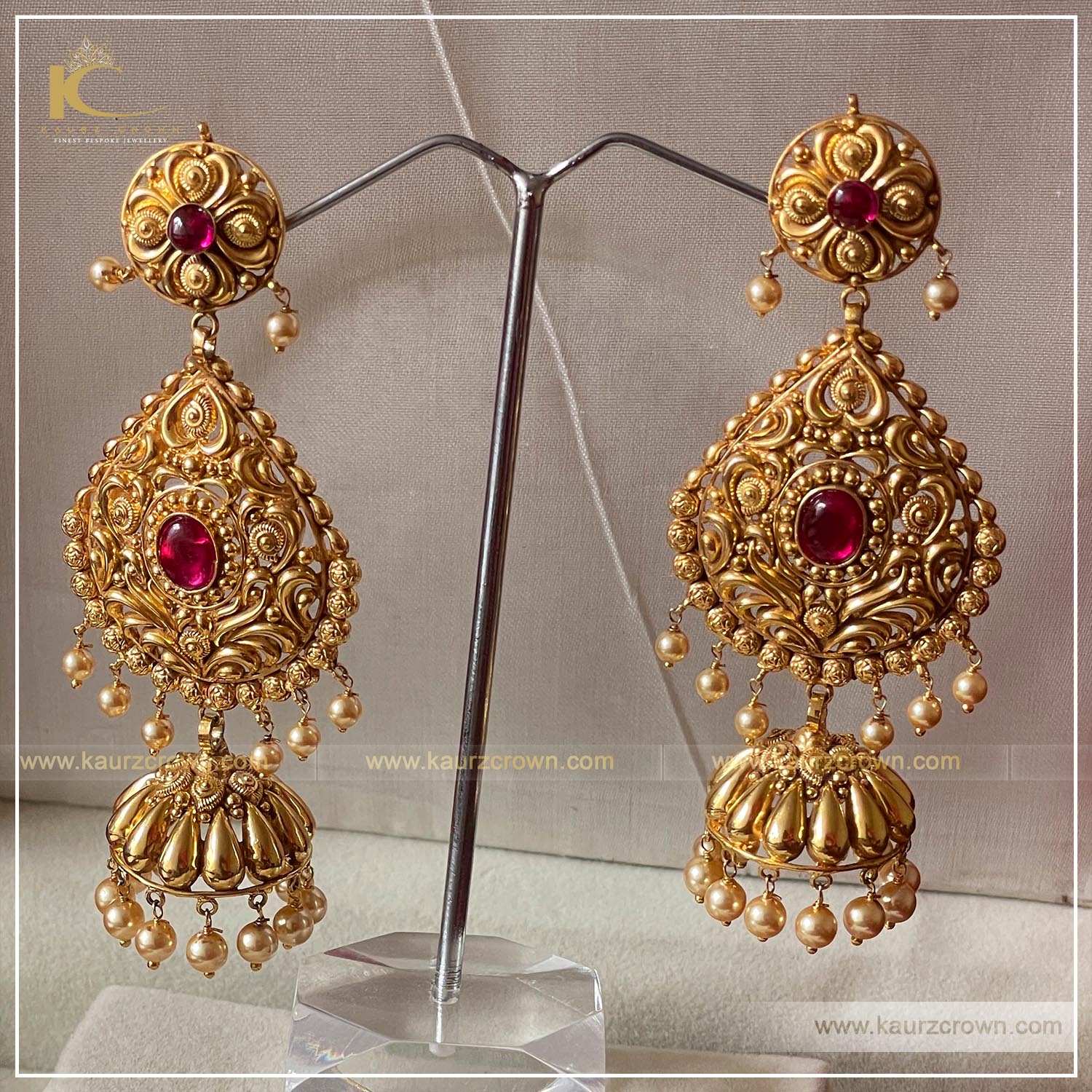 Balori Traditional Antique Gold Plated Earrings , kaurz crown , punjabi jewellery , gold plated , kaurz crown , online jewellery store