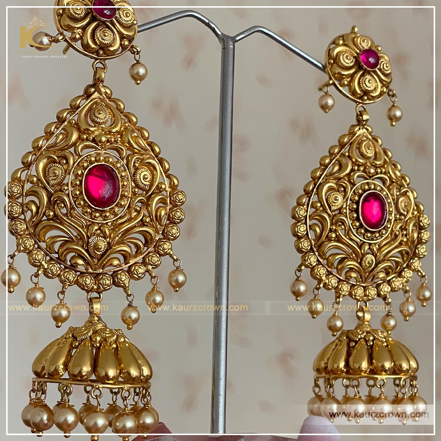 Balori Traditional Antique Gold Plated Earrings , kaurz crown , punjabi jewellery , gold plated , kaurz crown , online jewellery store