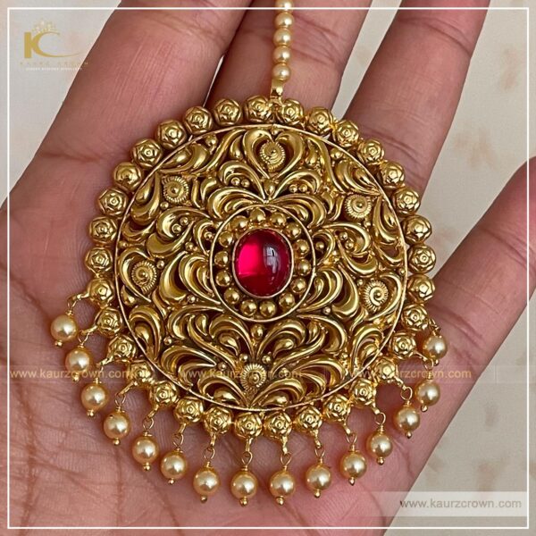 Balori Traditional Antique Gold Plated Tikka , kaurz crown , punjabi jewellery , gold plated , kaurz crown , online jewellery store