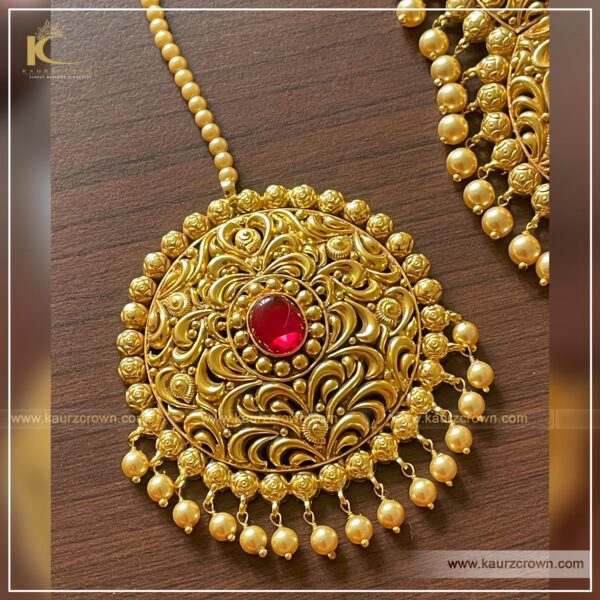Balori Traditional Antique Gold Plated Tikka , kaurz crown , punjabi jewellery , gold plated , kaurz crown , online jewellery store