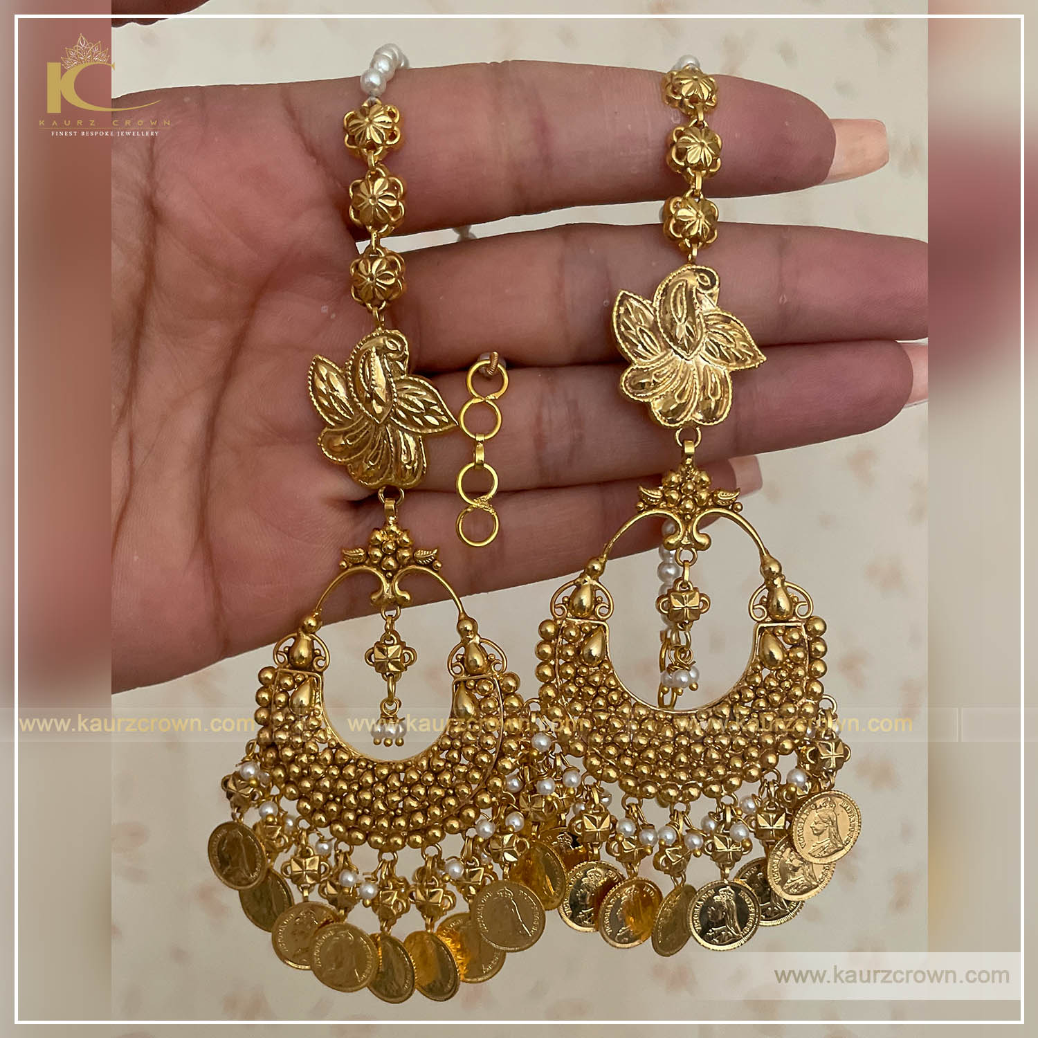 Ginni Minni Traditional Antique Gold Plated Earring , kaurz crown , punjabi jewellery , online jewellery store ,