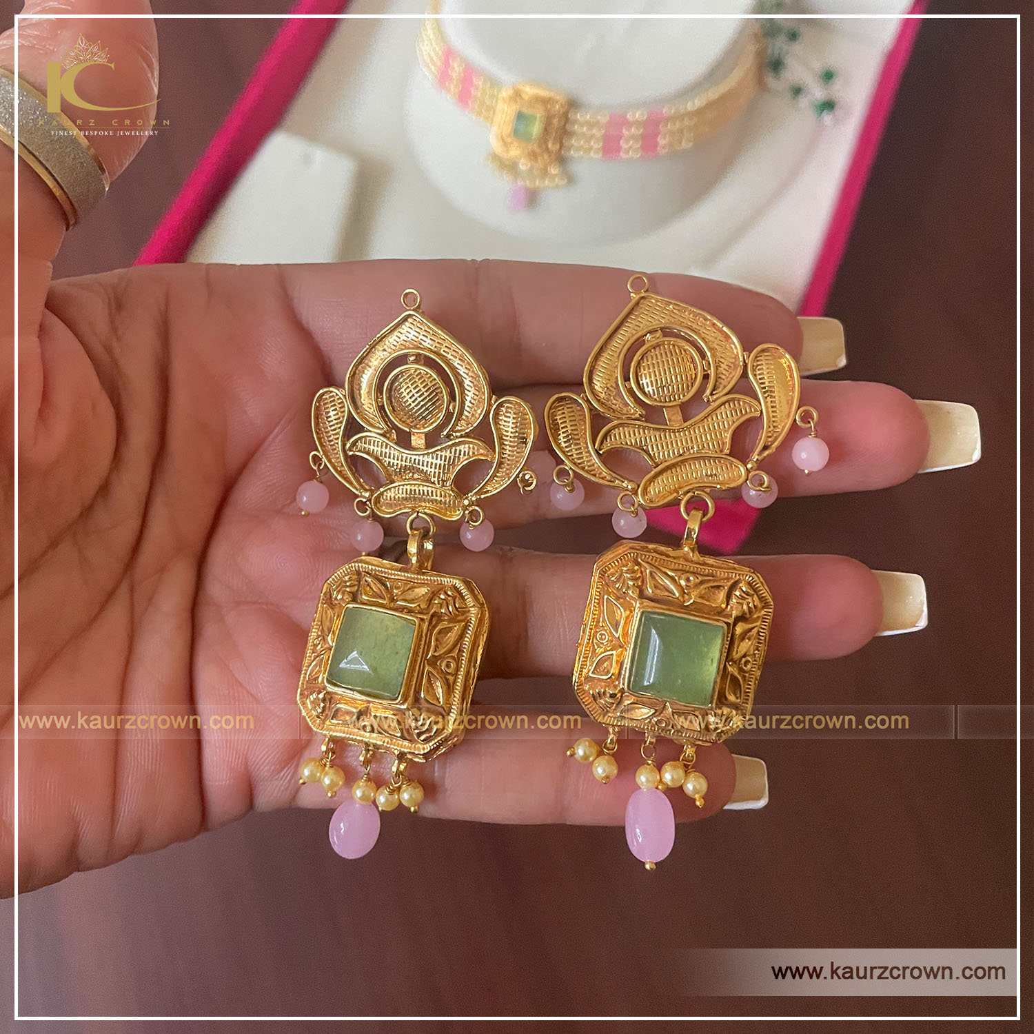 Gulabo Traditional Antique Gold Plated Earrings , gold plated , kaurz crown , online jewellery store , jewellery shop , gold earrings