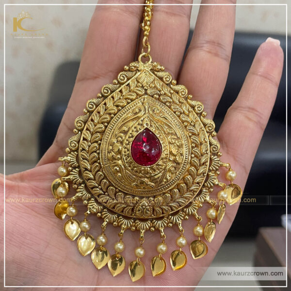 Gulsan Traditional Antique Gold Plated Tikka , kaurz crown , punjabi jewellery , gold plated , tikka , gulsan , online jewellery store