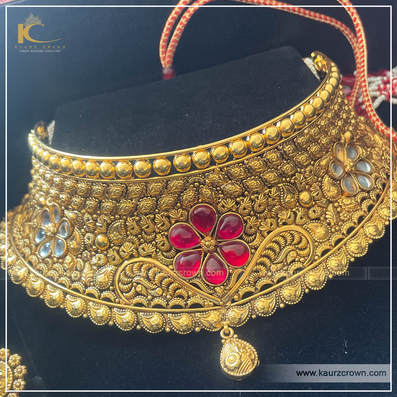 Nagma traditional Antique Gold Plated Choker Set , Kaurz crown , punjabi jewellery , online jewellery store , tikka , passa