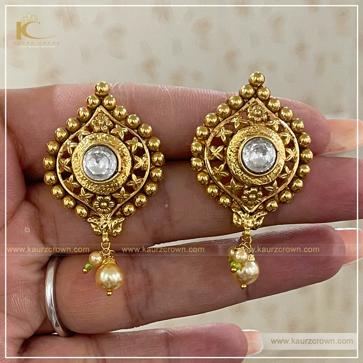 Niharika Gold Plated Earrings , kaurz crown , punjabi jewwellery , online jewellery store