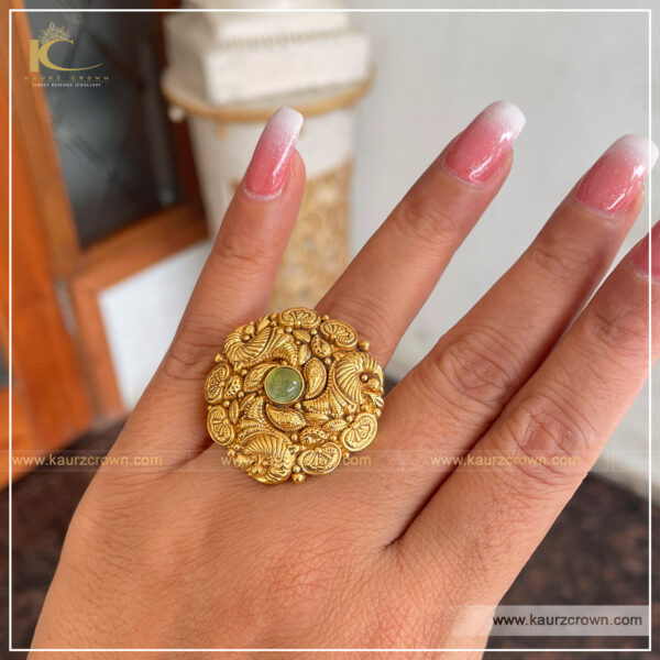 Niyamat Traditional Antique Gold Plated Finger Ring , kaurz crown , online jewellery store , punjabi jewellery