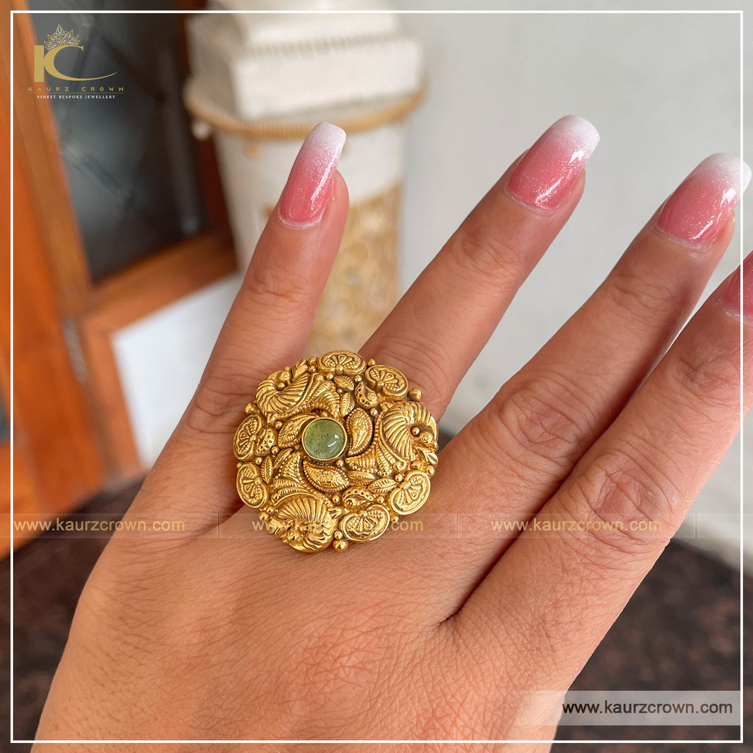 Niyamat Traditional Antique Gold Plated Finger Ring –