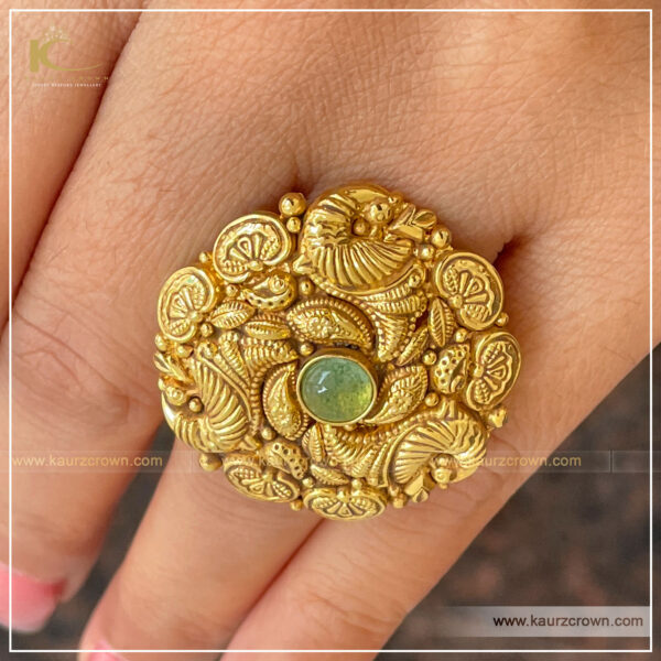 Niyamat Traditional Antique Gold Plated Finger Ring , kaurz crown , online jewellery store , punjabi jewellery