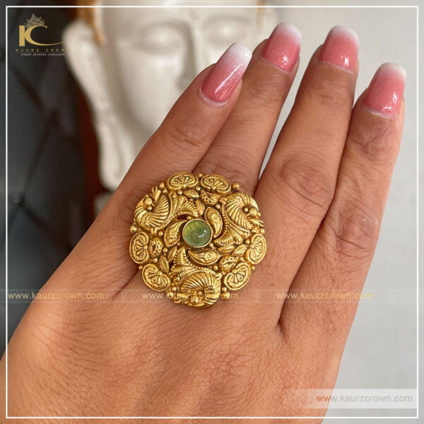 Niyamat Traditional Antique Gold Plated Finger Ring , kaurz crown , online jewellery store , punjabi jewellery