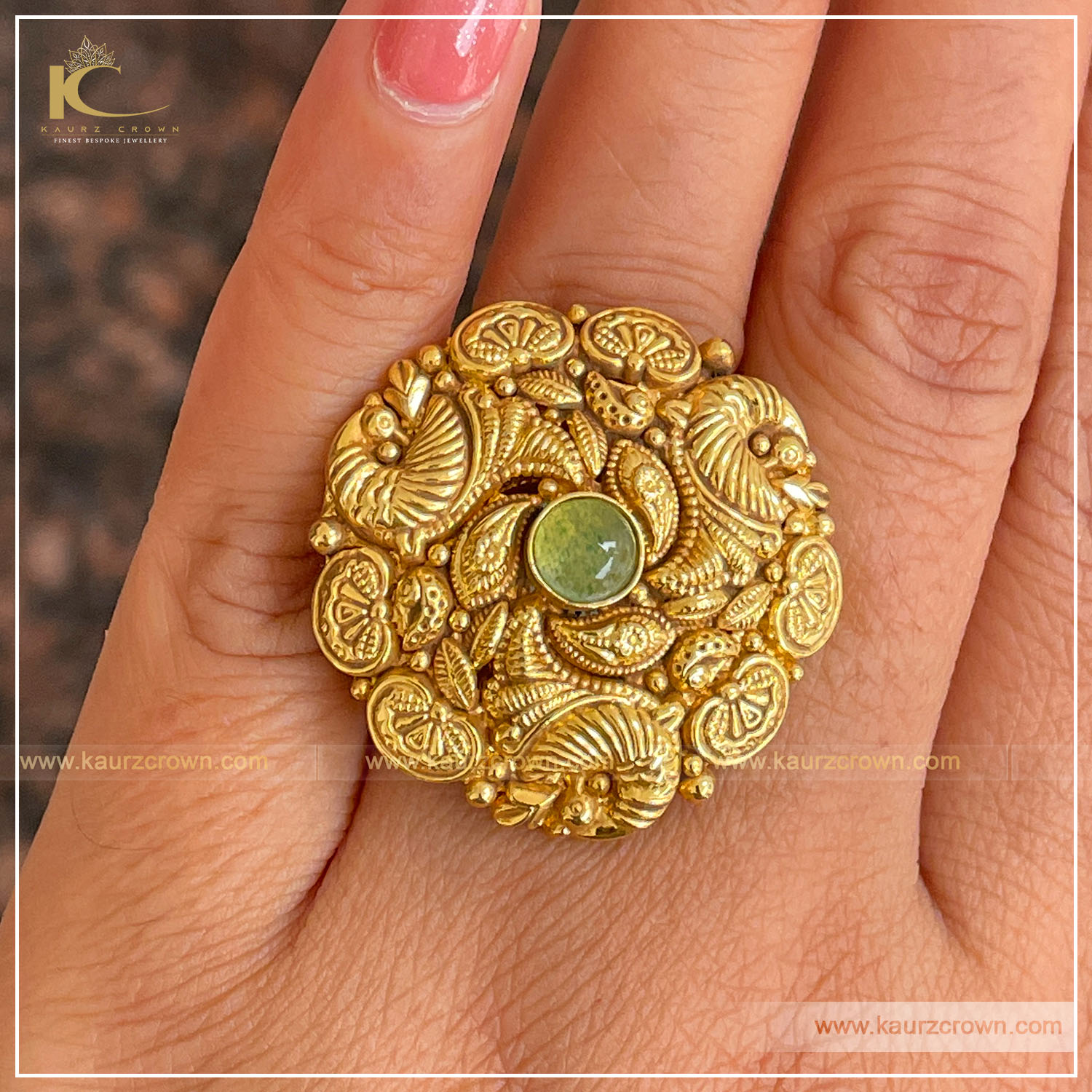 Niyamat Traditional Antique Gold Plated Finger Ring , kaurz crown , online jewellery store , punjabi jewellery